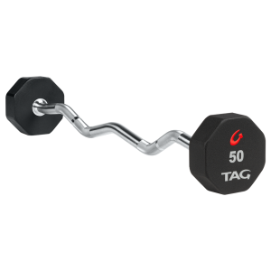 8-Sided Premium Urethane Fixed Barbell with EZ Curl handle